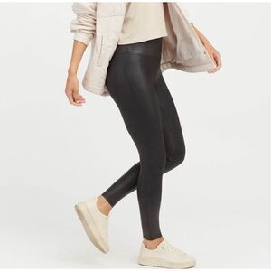 Spanx Black Faux Leather Slimming Leggings Medium